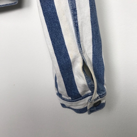 Forever 21 Blue Ivory Stripe Denim Jacket - Picture 9 of 9